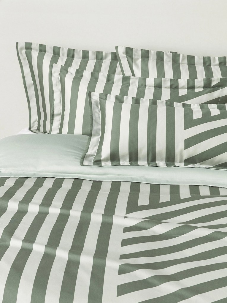 Copripiumino in raso di cotone a righe con orlo rialzato Brendan