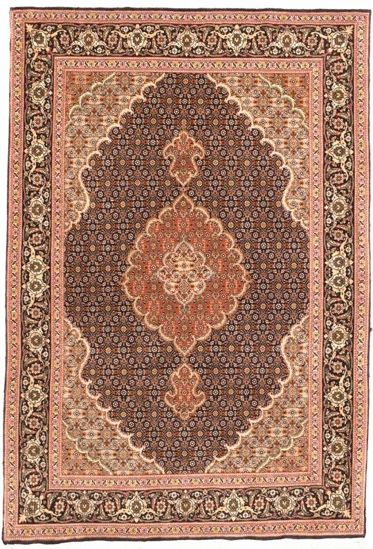 Tabriz Tappeto persiano 100 x 150 Nero (Iran) Annodato A Mano