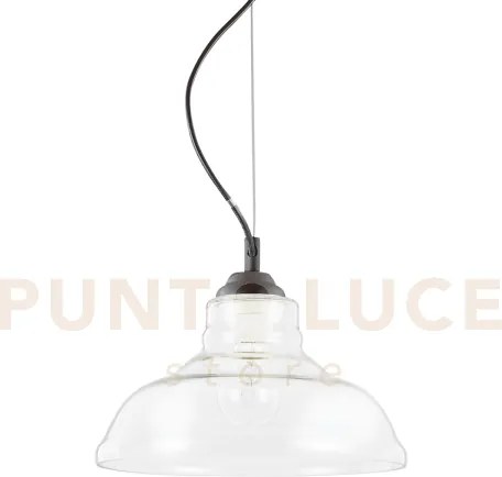 Bistro' lampadario a sospensione 1 luce attacco e27 trasparente d.28cm