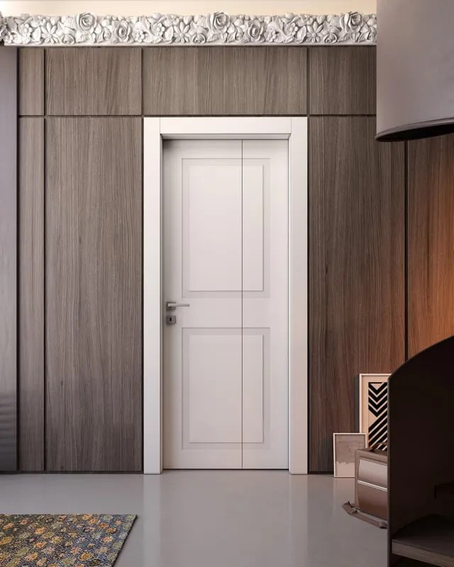 Porta pieghevole a libro asimmetrica Monaco bianco L 70 x H 210 cm destra