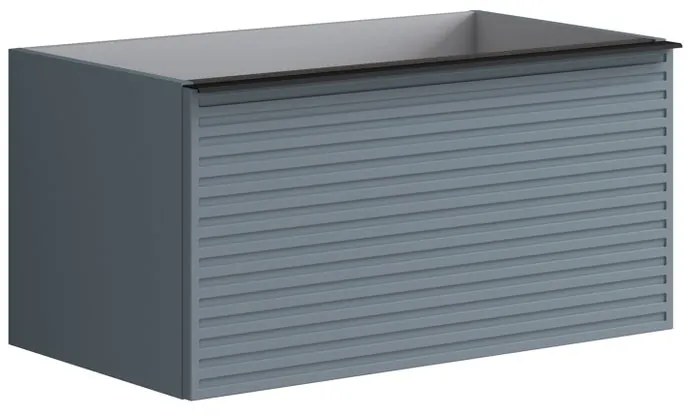 Mobile da bagno sotto lavabo Pixel stripes blu laccato opaco L 80 x H 40 x P 45.5 cm 2 cassetti, lavabo non incluso
