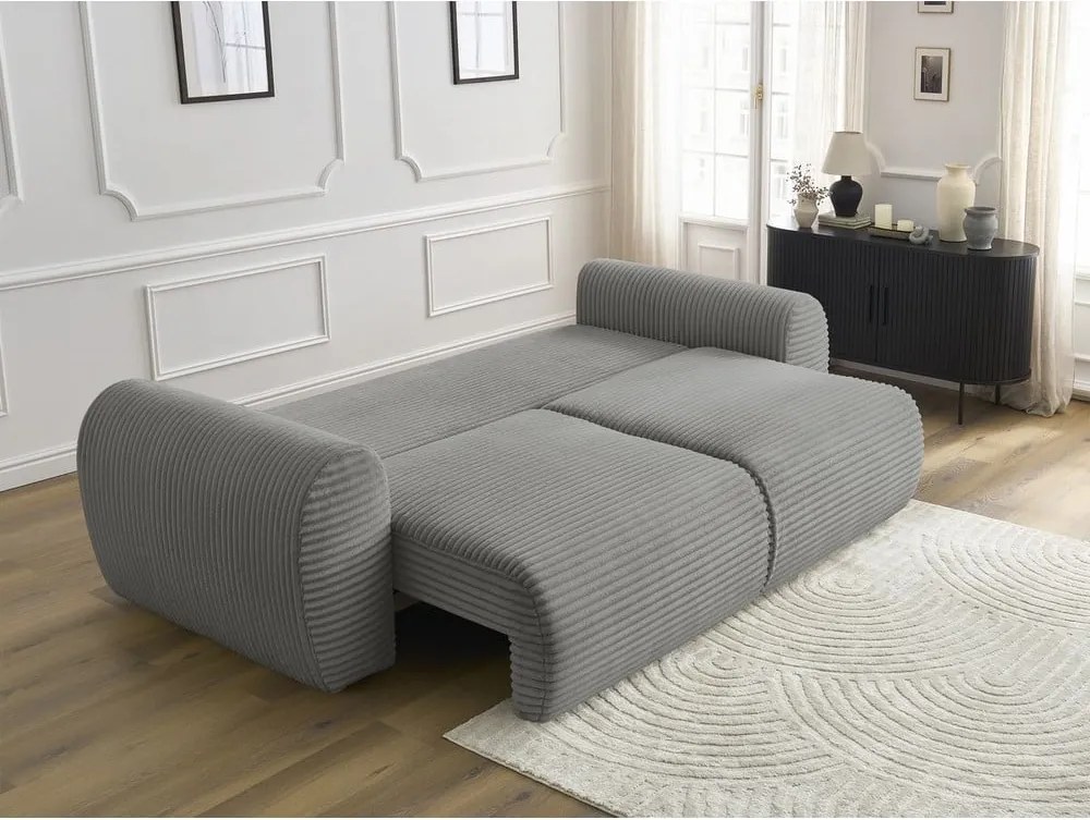 Divano in grigio scuro allungabile con rivestimento in velluto a coste 257 cm Lucien – Bobochic Paris