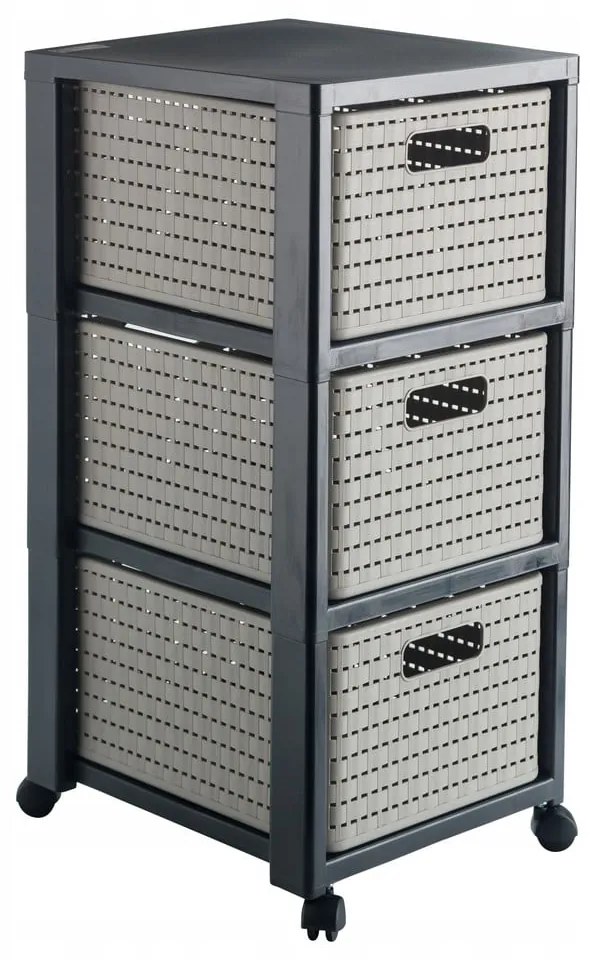 Mobiletto da bagno in plastica grigia 32,5x71 cm Country - Rotho