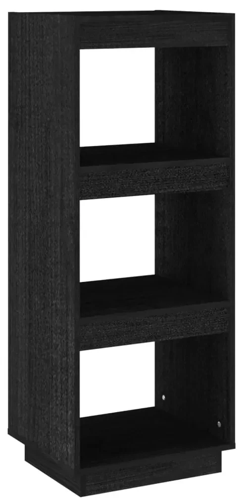 Libreria/divisorio nero 40x35x103 cm in legno massello di pino