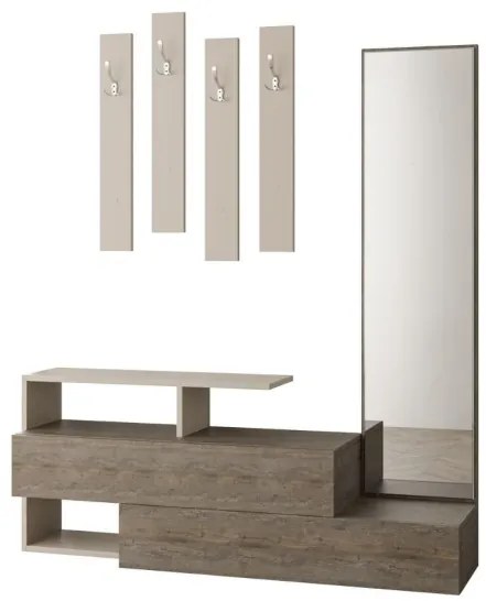 Mobile ingresso Ramda tortora noce con specchio