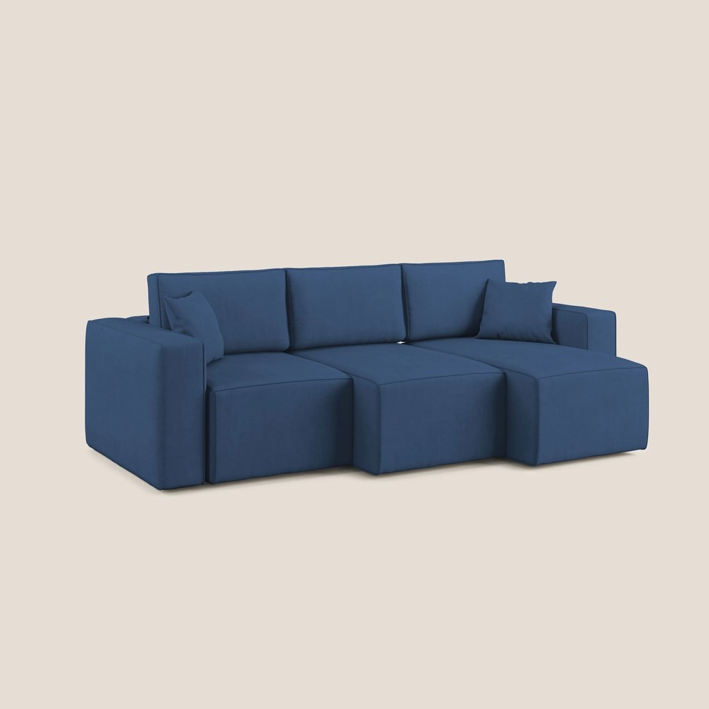 Morfeo divano con 3 sedute estraibili in morbido tessuto impermeabile T02 blu
