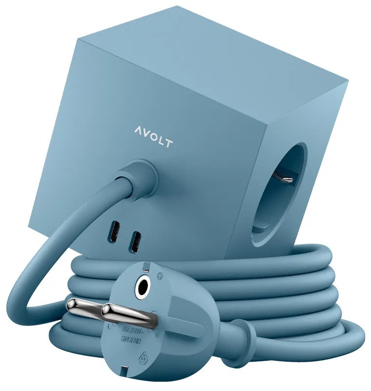 Avolt - Square 1 w/30W Dual USB-C & Magnetic Base 3m Shark Blu