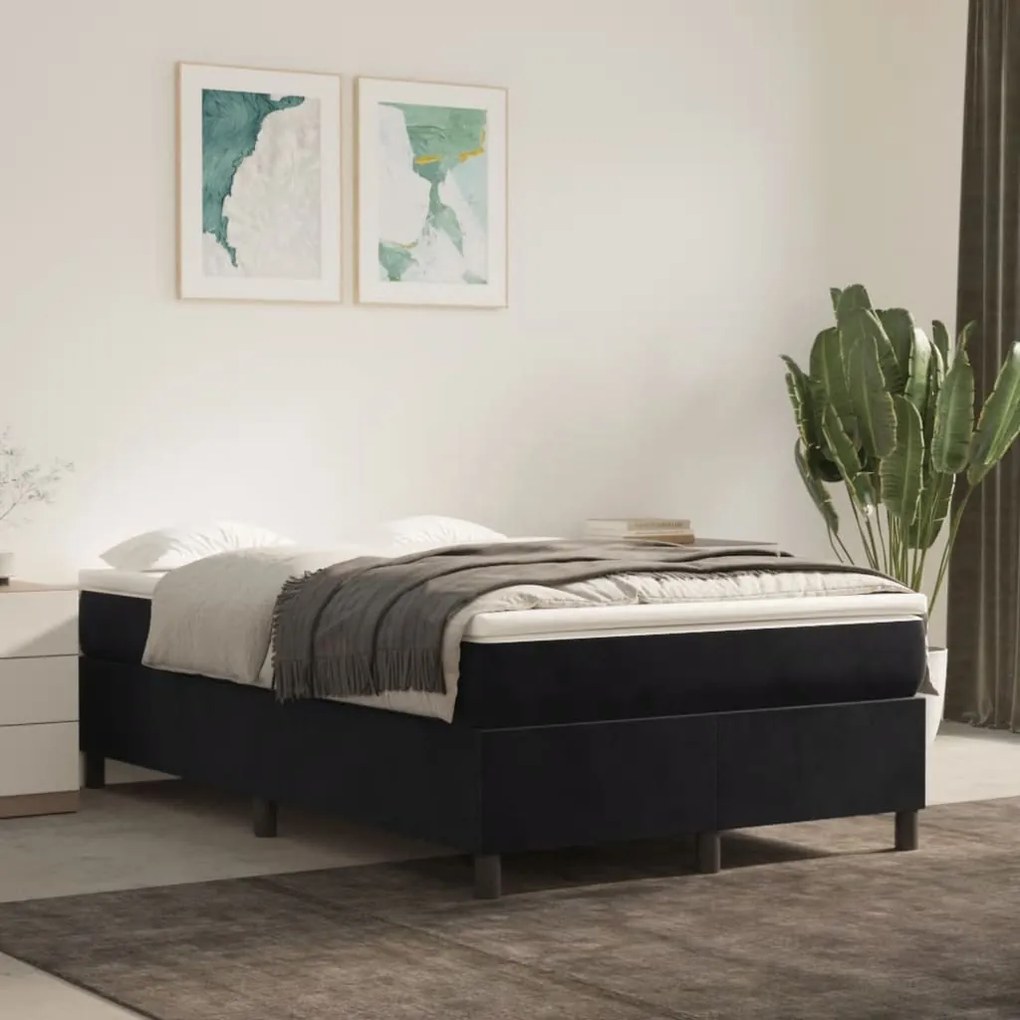 Giroletto A Molle Con Materasso Nero 120x200 Cm İn Velluto /