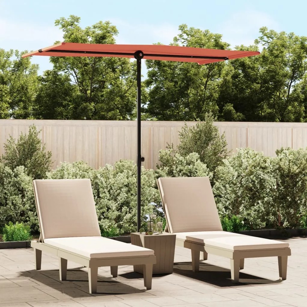 Ombrellone Da Giardino Palo İn Alluminio 180x110cm Terracotta /