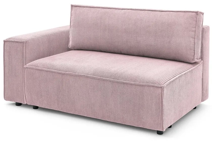Modulo divano in velluto a coste rosa chiaro, angolo sinistro Nihad modular - Bobochic Paris
