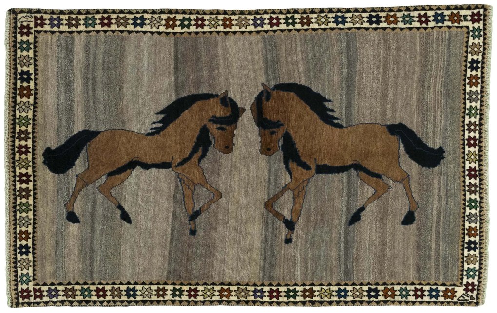 Gabbeh Tappeto 130 x 210 Nero (Iran) Annodato A Mano