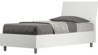 Letto Singolo 80x190 cm con Rete e Contenitore Demas Testata Inclinata Bianco Frassino