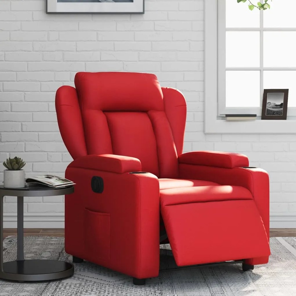 Poltrona Reclinabile Elettrica Rossa İn Similpelle /