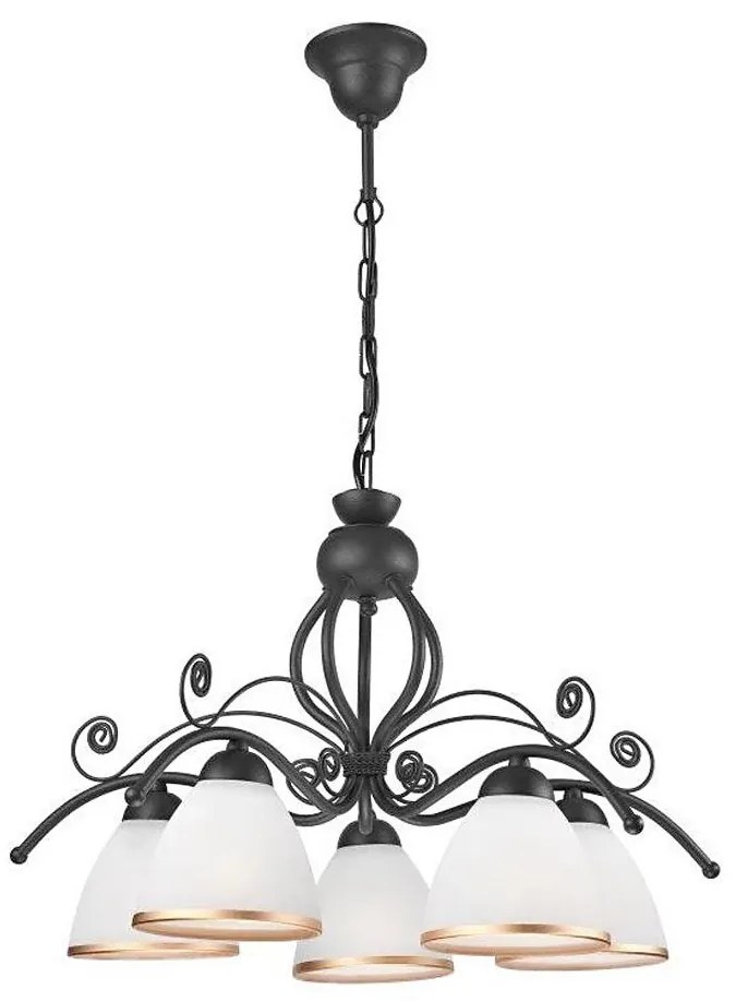 Lampadario a sospensione con catena RETRO II 5xE27/60W/230V antracite