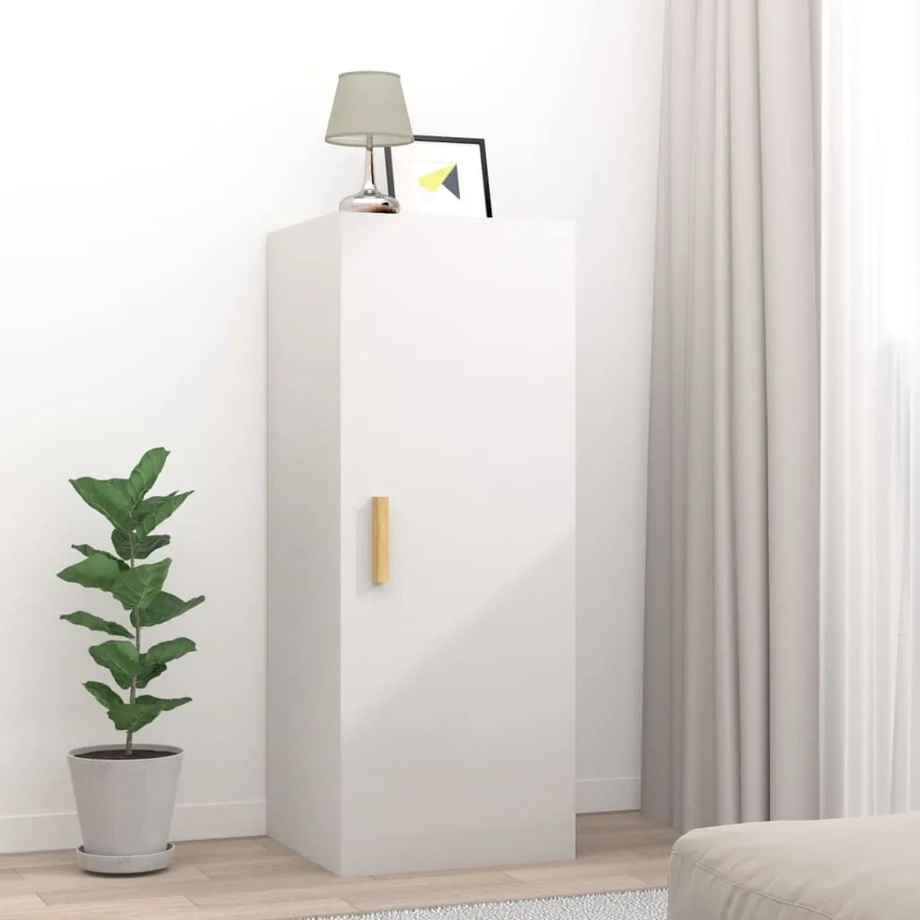 Mobile Parete Bianco Lucido 34,5x34x90 Cm İn Legno Multistrato /