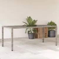 Tavolo da Giardino Piano in Vetro Grigio 190x90x75cm Polyrattan 365594