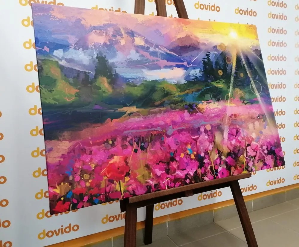 Quadro su tela – Dipinto a olio paesaggistico colorato