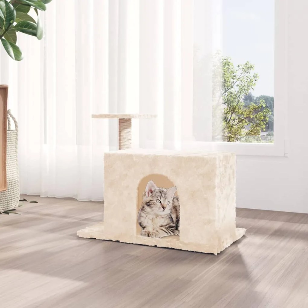 Albero per gatti con tiragraffi in sisal crema 51 cm