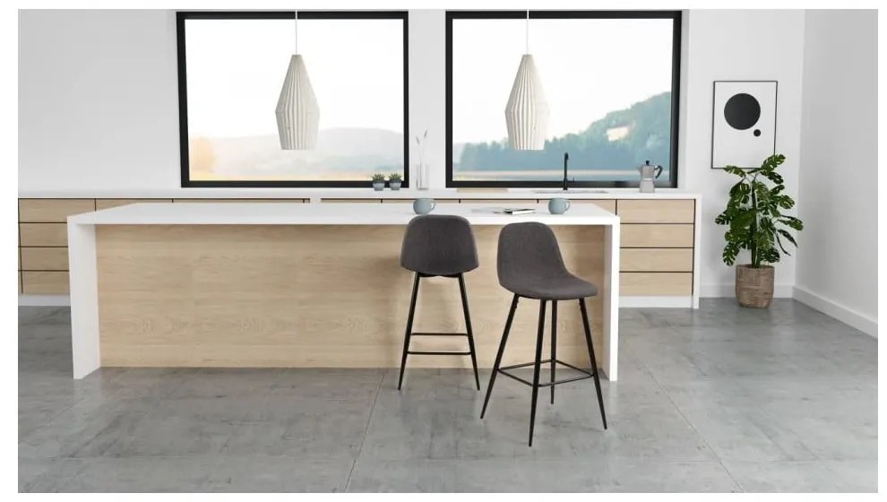 Set di sbagelli da bar grigi in imbottito 2 pz (altezza della seduta 65 cm) Wilma – Actona