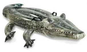 GRE - Intex 57551 gonfiabile Alligatore cavalcabile cm 170x86 con maniglie e toppa di riparazione adatto a bambini dai 3 anni in su peso max 40 kg