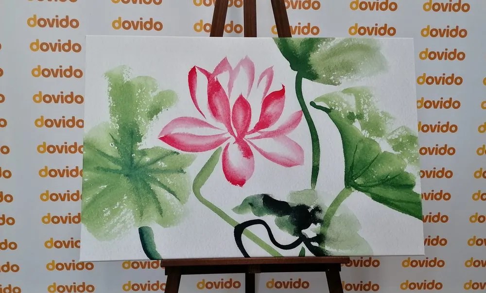 Quadro su tela – Fiore di loto acquerellato
