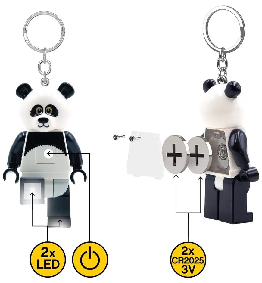 Portachiavi bianco e nero con torcia Iconic Panda - LEGO®