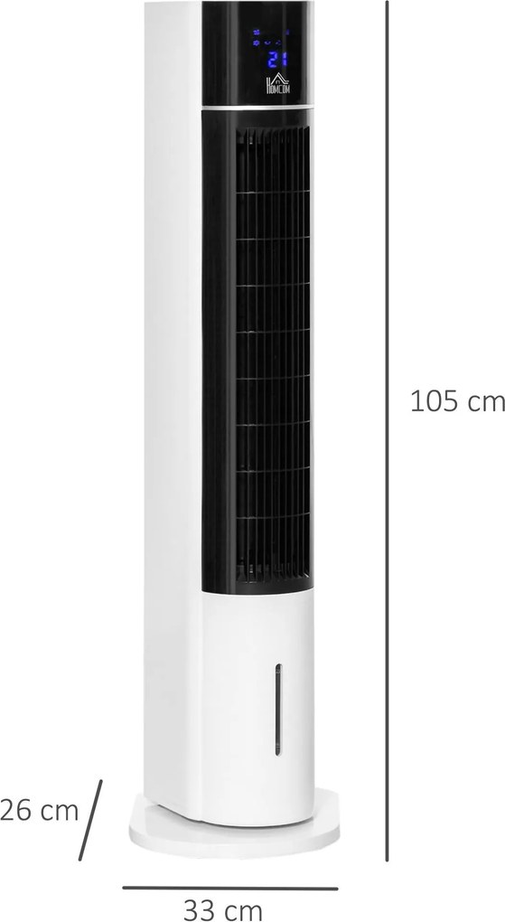 Raffrescatore Ventilatore Evaporativo 3 Litri 60W con Telecomando Bianco...