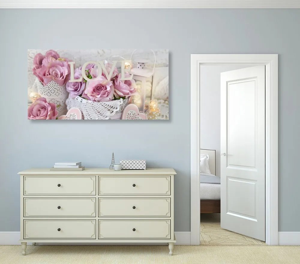 Stampa su tela – Decorazione vintage con scritta Love
