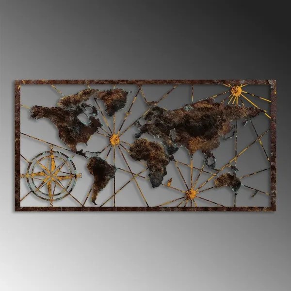 Decorazione da muro 120x60 cm world mappa metallo