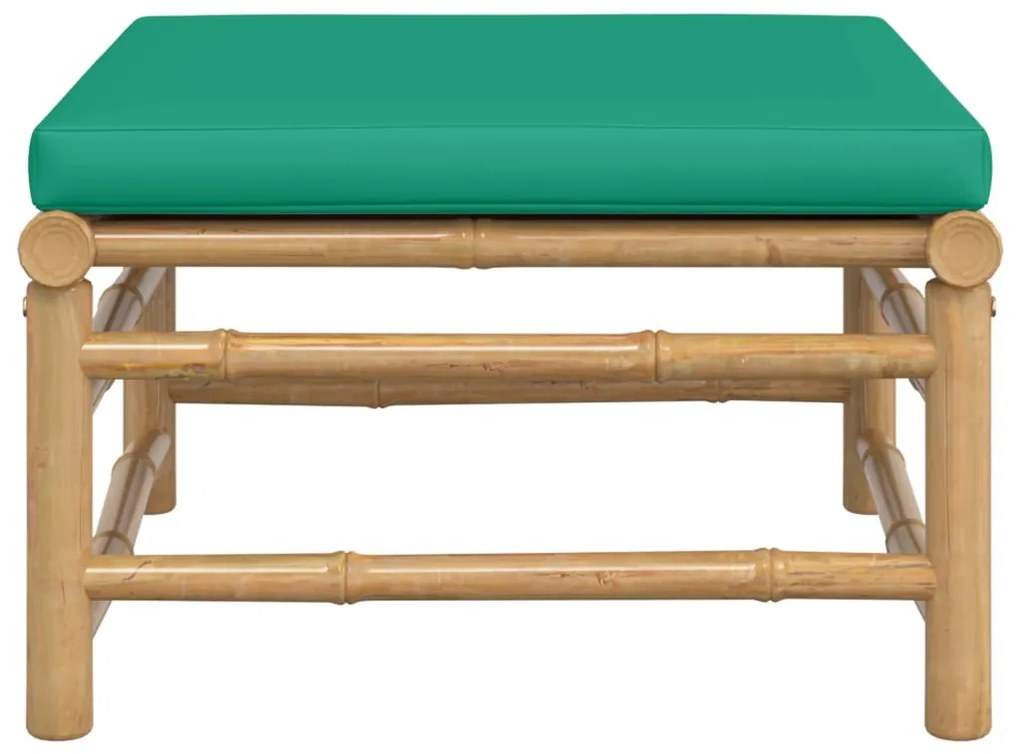 Poggiapiedi da giardino con cuscino verde in bambù