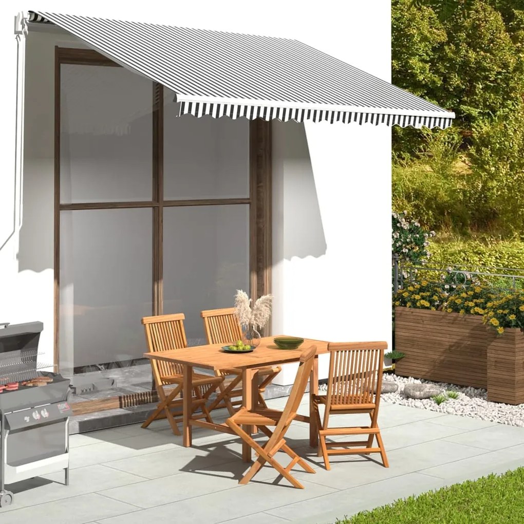 Tessuto Ricambio Per Tenda Da Sole Antracite E Bianco 3,5x2,5 M /
