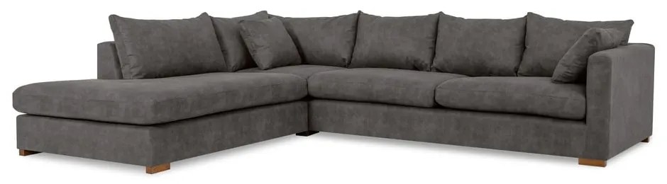 Divano angolare antracite in similpelle (angolo sinistro) Hamburg - Scandic