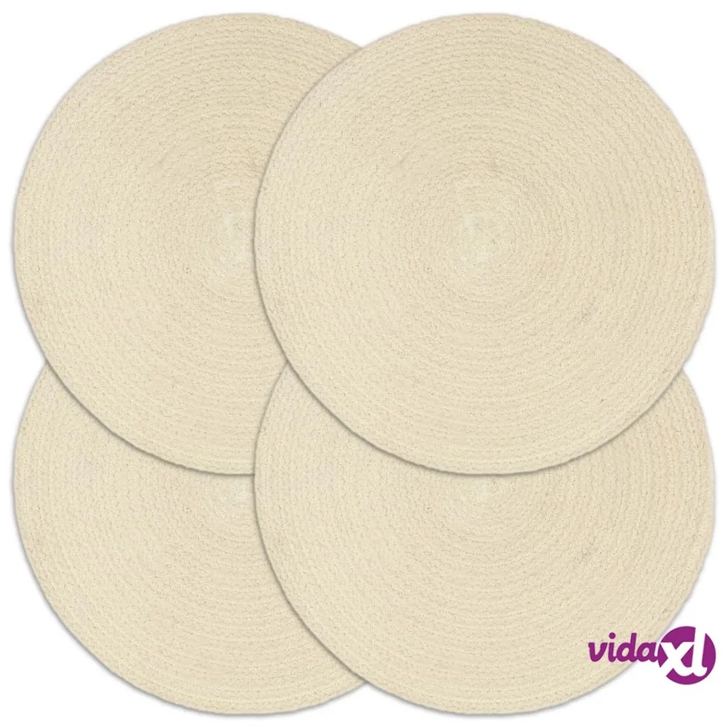vidaXL Tovagliette 4 pz Naturale Neutro 38 cm Rotonde in Cotone