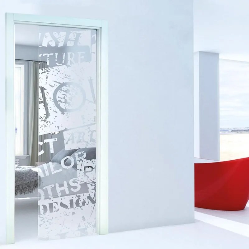 Porta scorrevole Secret Vogue grigio e incolore L 93 x H 212 cm reversibile