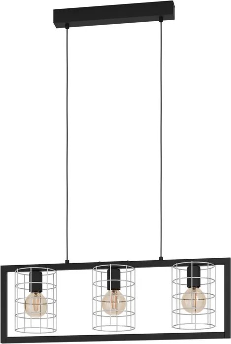 Lampadario Moderno Jubily nero paralume grigio zincato 3x E27 EGLO