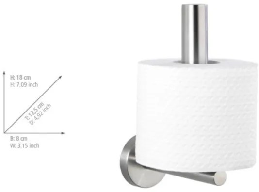 WENKO 19613100 - Portarotolo per carta igienica BOSIO MATT 8x18 cm acciaio inox/argento