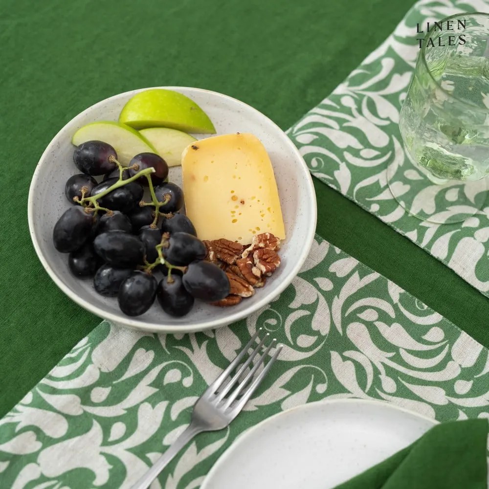 Tovaglietta in lino 35x45 cm Evergreen Damask – Linen Tales