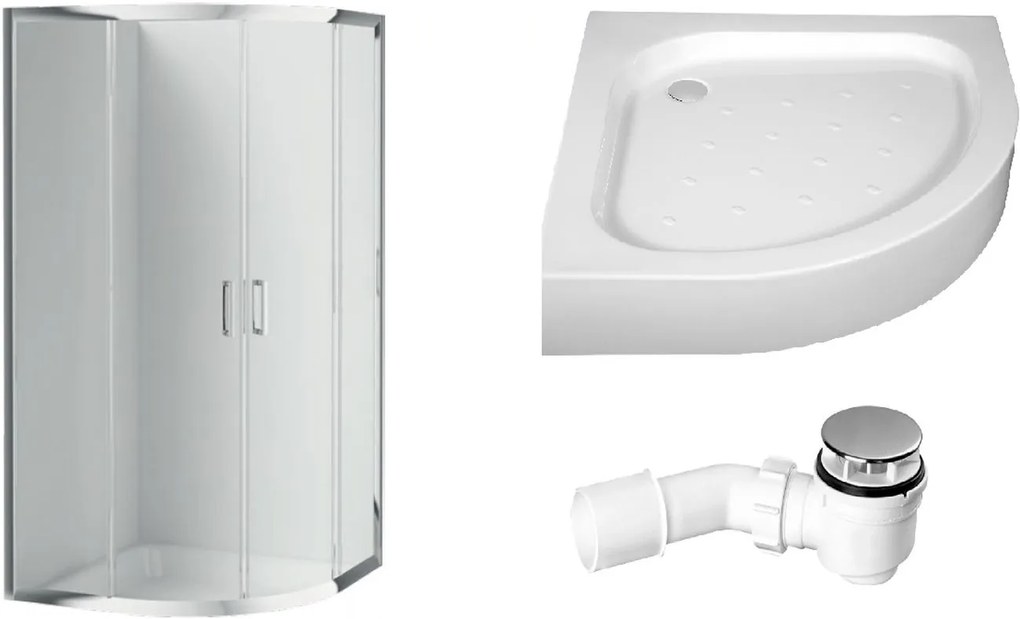 Set box doccia Deante Funkia KYP_051K, piatto doccia semicircolare Deante Standard New KTA_053B, NHC_025C