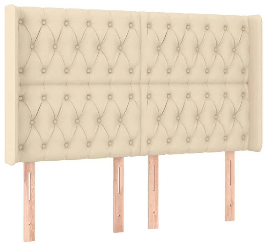 Testiera ad orecchio crema 147x16x118/128 cm in tessuto