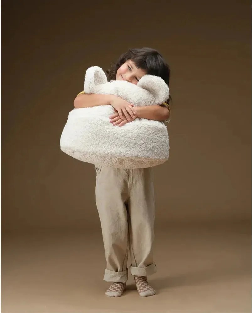 Cuscino per divano da bambini color crema con rivestimento in bouclé Teddy Pouch – Wigiwama