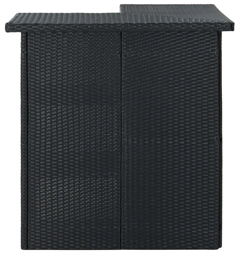 Tavolo da bar ad angolo nero 100x50x105 cm in polyrattan