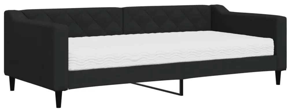 Divano letto con materasso nero 90x200 cm in tessuto