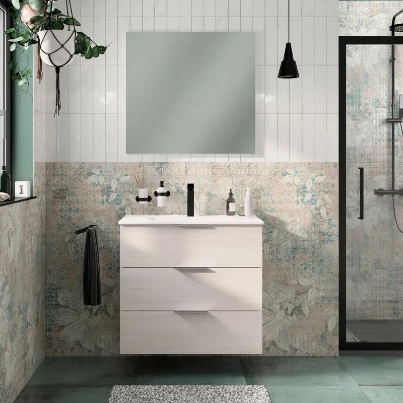Mobile da bagno sospeso sotto lavabo L 80 x H 72 x P 45 cm bianco, 3 cassetti SENSEA Jnka