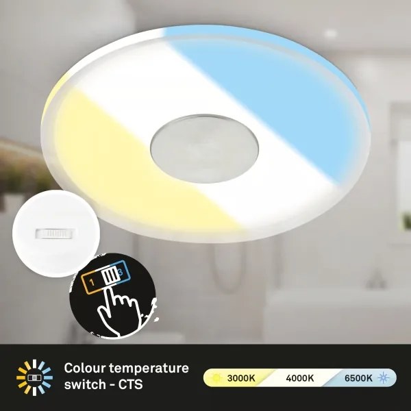 Briloner 7480019 - Plafoniera da incasso a LED per bagno, 6W/230V, 3000/4000/6500K, IP44, bianca