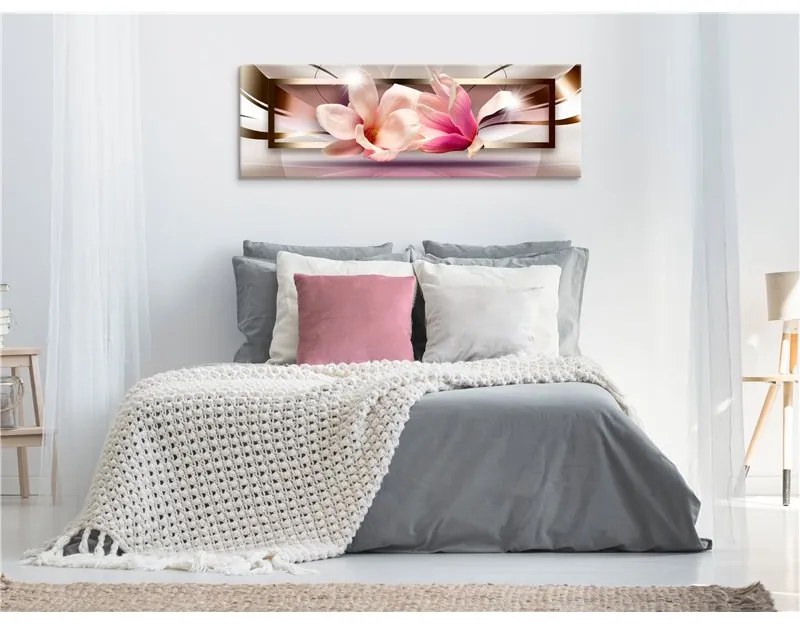 Quadro Flowers outside the Frame (1 Part) Narrow  Colore Rosa, Dimensioni e Misure 120x40