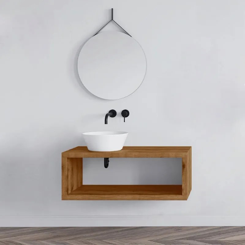 Mobile da bagno sotto lavabo Squer rovere chiaro L 100 x H 30 x P 46 cm, lavabo non incluso