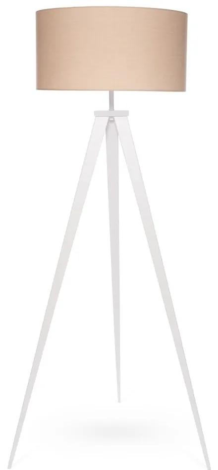 Lampada da terra con gambe in metallo bianco e paralume beige Kiki - Bonami Essentials