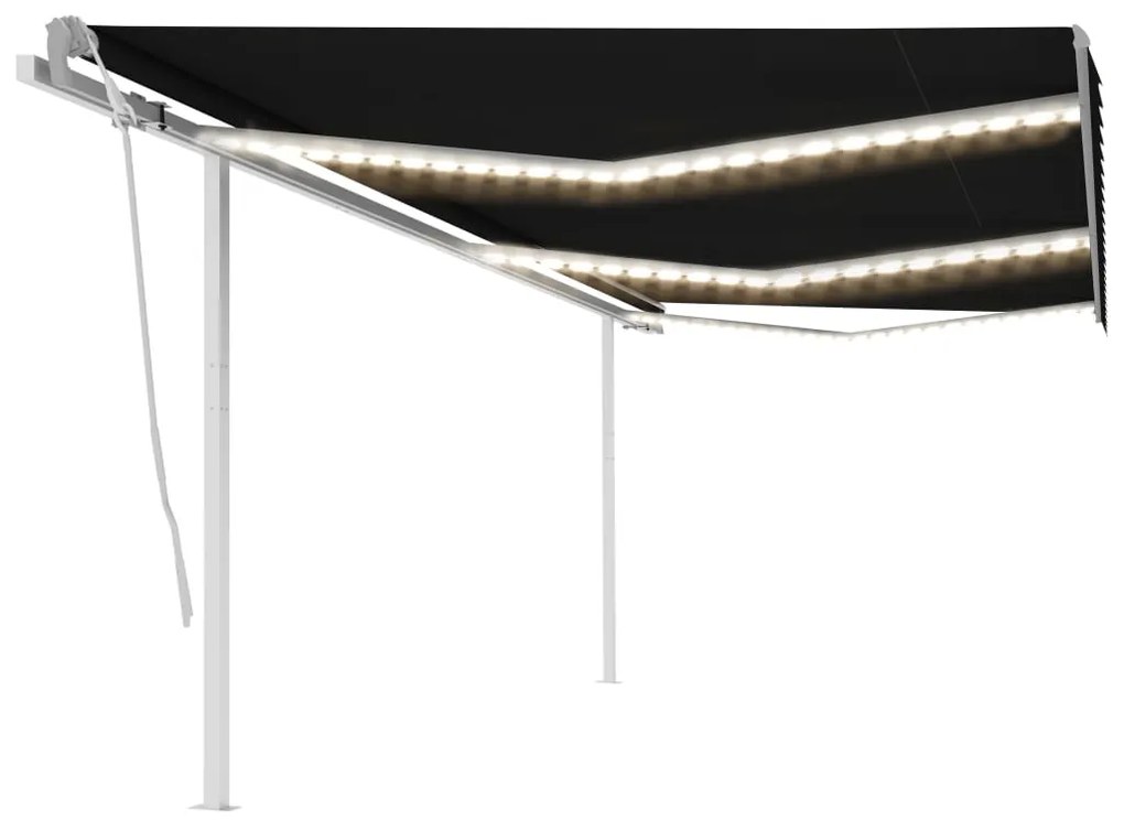 Tenda Da Sole Retrattile Manuale Con Led 6x3,5 M Antracite /