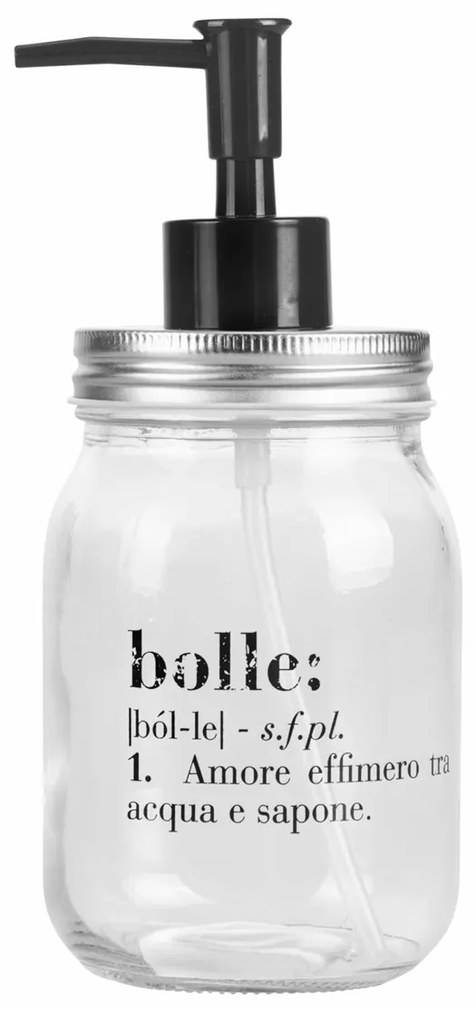 Dispenser sapone 410 ml vetro scritta bolle Victionary