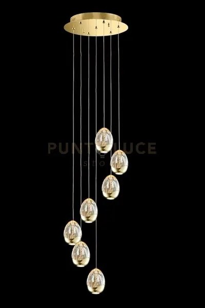 Lampada a sospensione golden egg 7 vetri, oro, led 3000k 1960lm 33,...